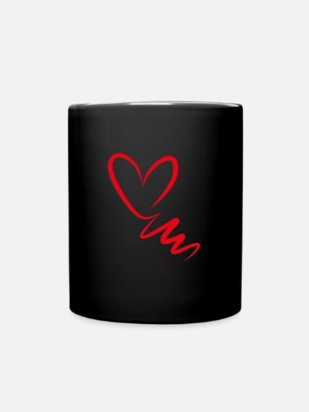 Herz in Rot - Tasse einfarbig - Schwarz