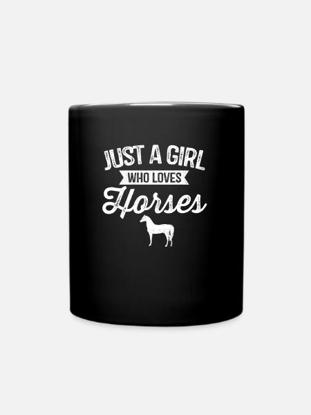 Just A Girl Who Loves Horses Horseback Riding Love - Full Colour Mug - black