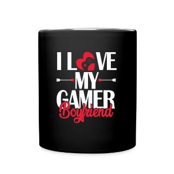 I Love My Gamer Boyfriend - Full Colour Mug - black - Front