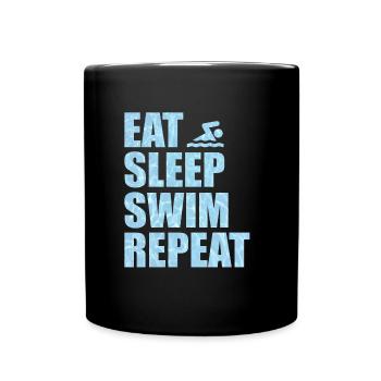 Eat Sleep Swim Repeat Swimming Swimming Swimming Swimming - Full Colour Mug - black - Front