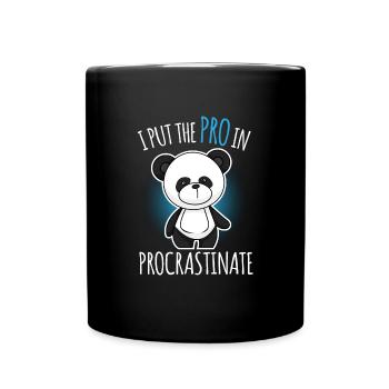Panda Procrastinate Deferring Lazy Joke Gift - Full Colour Mug - black - Front