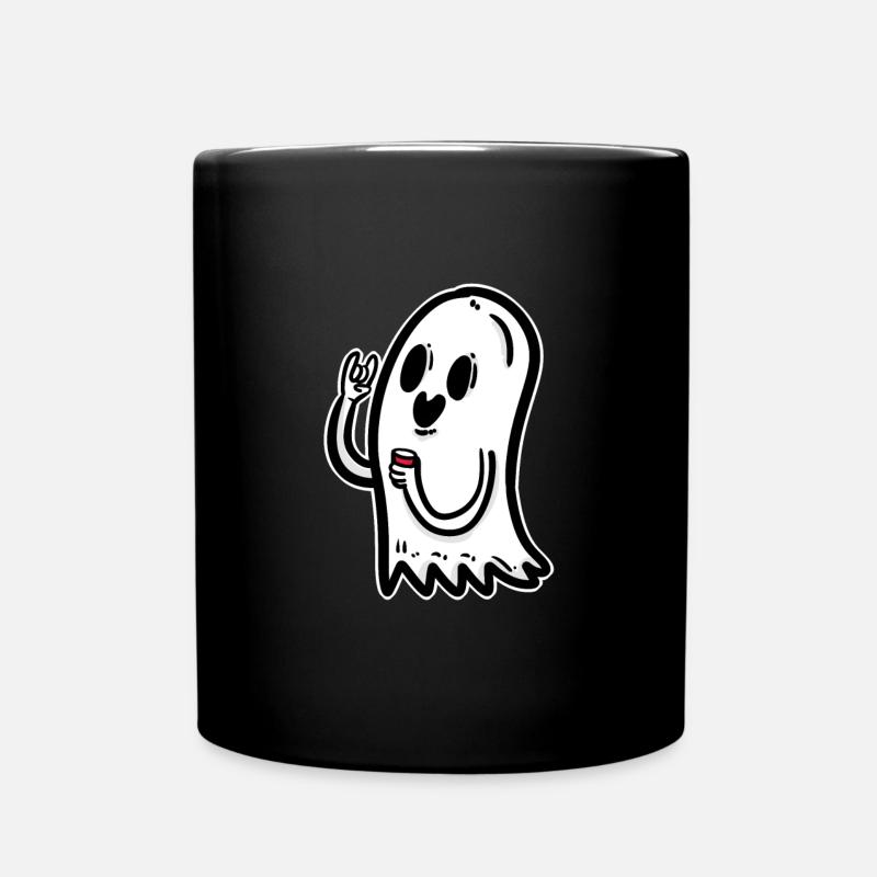 Halloween Ghost Creepy Spooky Scared Horror Party - Full Colour Mug - black