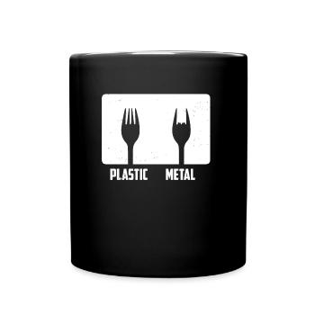 Metal music plastic fork headbang dance gift - Full Colour Mug - black - Front