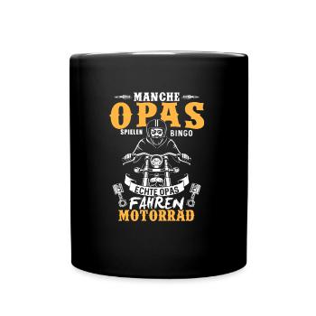 Manche Opas Spielen Bingo Echte Fahren Motorrad - Tasse einfarbig - Schwarz - Vorne