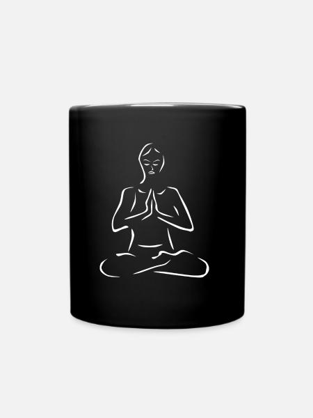 Yoga femme en blanc - Mug uni - noir