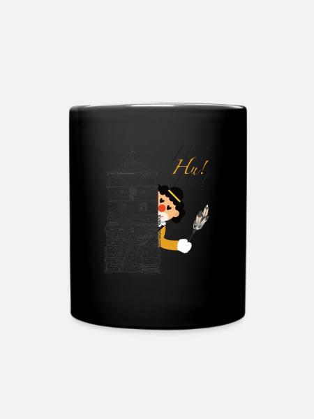 Hu! Hu! Hu! Schwarzgelber Clown am Schwarzen Tor - Tasse einfarbig - Schwarz