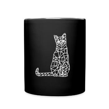 Kätzchen Katze geometrisch Geometrie Tiere - Tasse einfarbig - Schwarz - Vorne