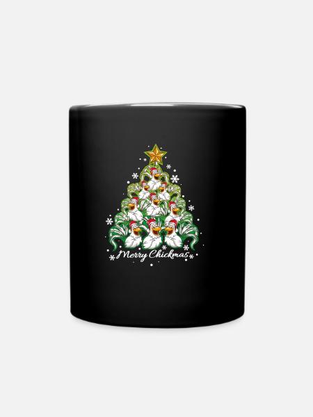 Chickmas Fröhliche Weihnachten Hühner Hahn Henne - Tasse einfarbig - Schwarz
