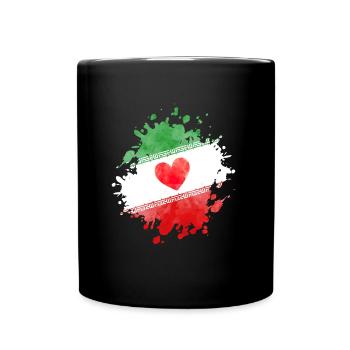 iran flag heart - Full Colour Mug - black - Front