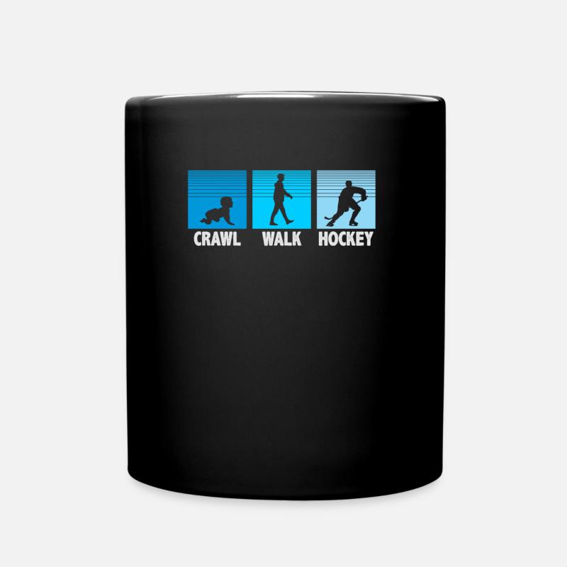 Hockey Evolution, Krabbeln, Laufen, Hockey - Tasse einfarbig - Schwarz