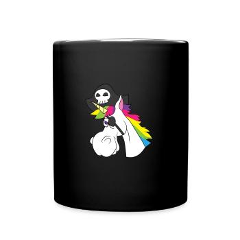 Unicorn pirate horse eye patch rainbow caribbean - Full Colour Mug - black - Front