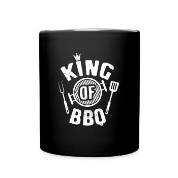 BBQ Grillen Griller Grillkönig Grillsaison - Tasse einfarbig - Schwarz - Vorne