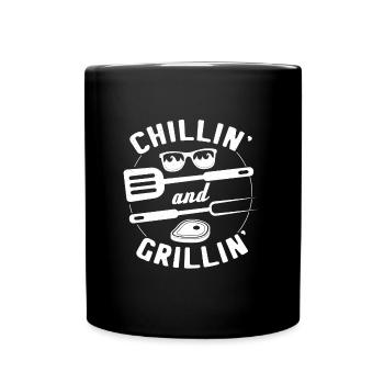 BBQ Grillen Griller Grillkönig Grillsaison Chillen - Tasse einfarbig - Schwarz - Vorne