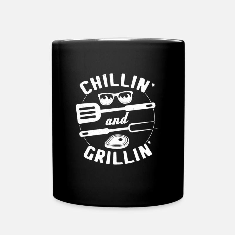 BBQ Grillen Griller Grillkönig Grillsaison Chillen - Tasse einfarbig - Schwarz