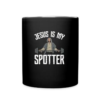 Jesus is my spotter Christ Catholic Evangelical - Full Colour Mug - black - Front