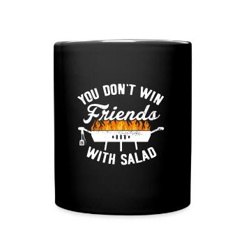 BBQ Grillen Griller Grillkönig Grillsaison Salat - Tasse einfarbig - Schwarz - Vorne