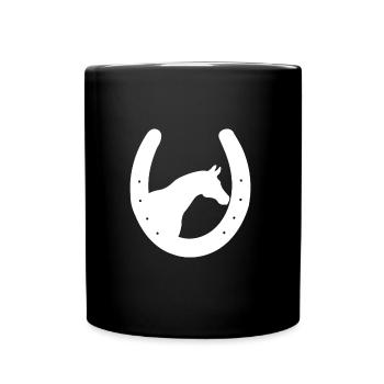 Fer à cheval tête de cheval amoureux cadeau - Mug uni - noir - Devant