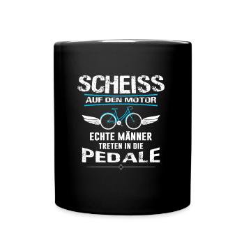 Echte Maenner Fahrrad Bike Mountainbike T-Shirt - Tasse einfarbig - Schwarz - Vorne