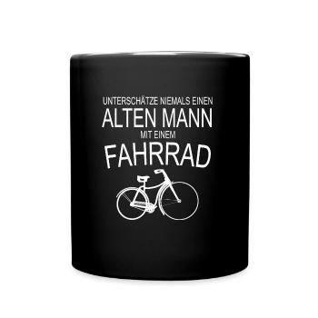 Alter Mann Fahrrad - Tasse einfarbig - Schwarz - Vorne