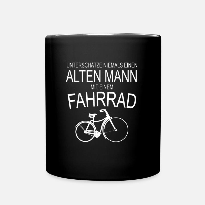 Alter Mann Fahrrad - Tasse einfarbig - Schwarz