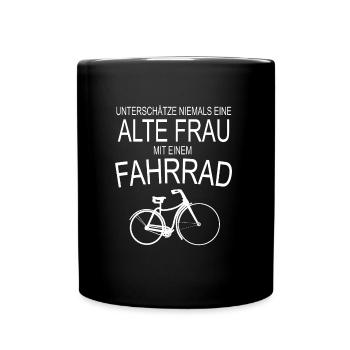 Old Woman - Bicycle - Full Colour Mug - black - Front