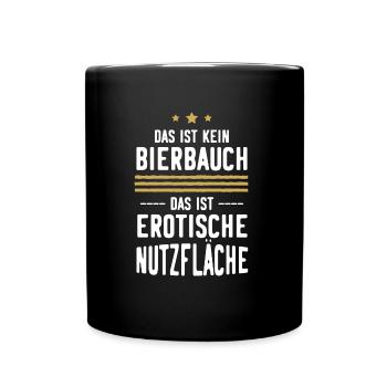 Bierbauch Männer Fußball Lustiger Spruch - Tasse einfarbig - Schwarz - Vorne