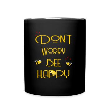 Ne t'inquiète pas bee happy yellow - Mug uni - noir - Devant