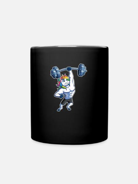 Fitness Einhorn Training Weight Lifting Unicorn - Full Colour Mug - black