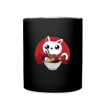 Kawaii ramen cat - Full Colour Mug - black - Front