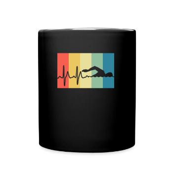 Schwimmer Herzschlag, EKG - Tasse einfarbig - Schwarz - Vorne