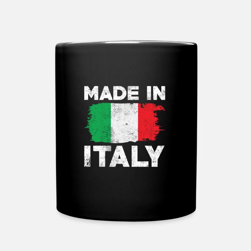 Made in Italy with flag - Full Colour Mug - black