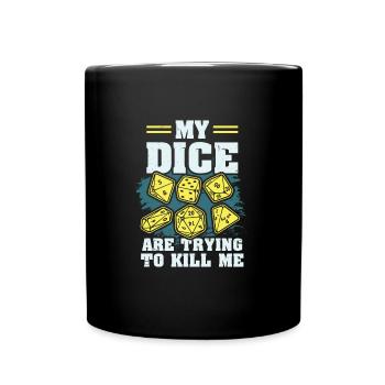 Brettspiel Geschenk: Meine Würfel - Tasse einfarbig - Schwarz - Vorne
