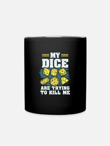 Brettspiel Geschenk: Meine Würfel - Tasse einfarbig - Schwarz