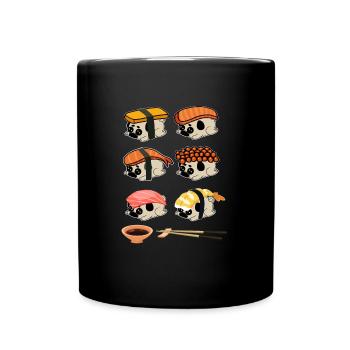 Sushi Hunde Süß Mops - Tasse einfarbig - Schwarz - Vorne