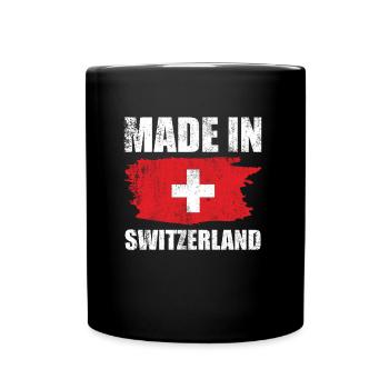 Made in Switzerland with flag - Full Colour Mug - black - Front