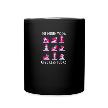Womens Unicorn Yoga print Gift I Funny Workout - Full Colour Mug - black - Front