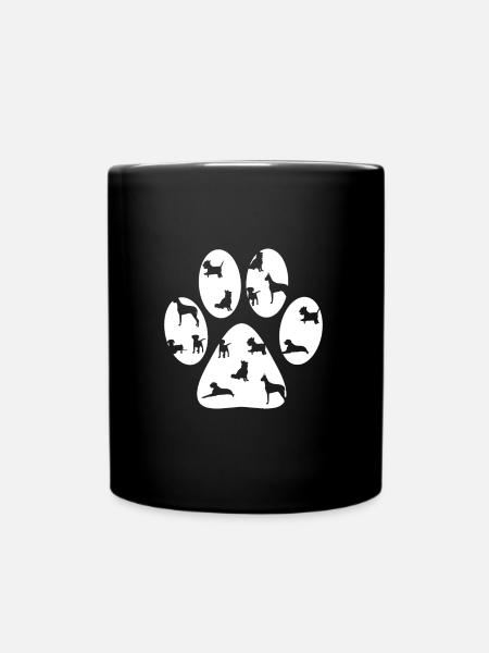 Hundeliebhaber Pfote - Tasse einfarbig - Schwarz
