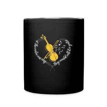 geige - Tasse einfarbig - Schwarz - Vorne