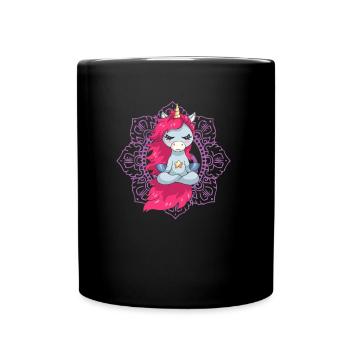 Womens Womens Unicorn Yoga Gift I Funny Workout - Full Colour Mug - black - Front