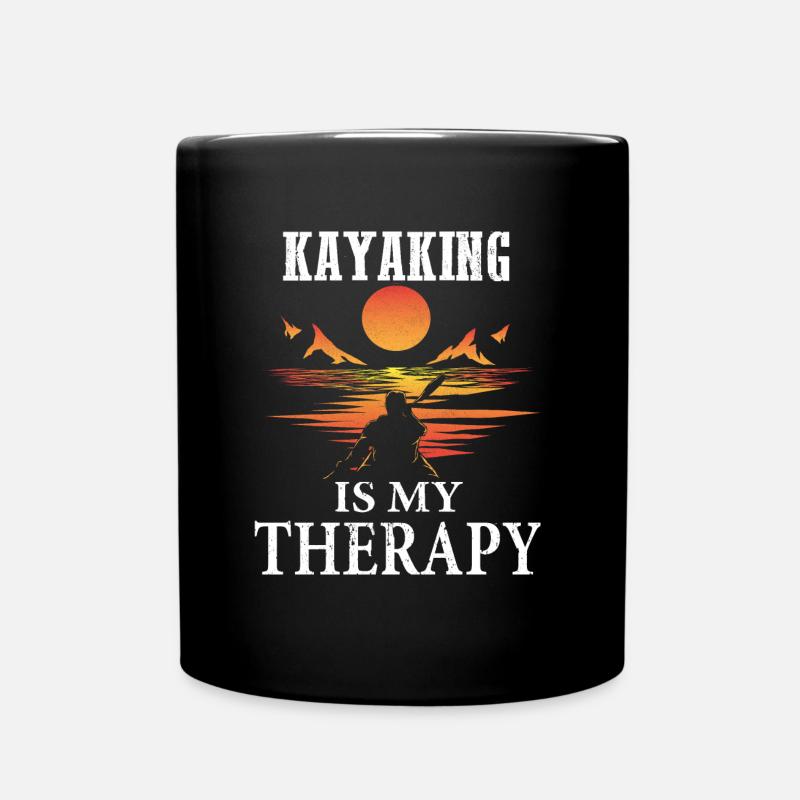 Kayaking is my therapy kayak watersports poison - Full Colour Mug - black