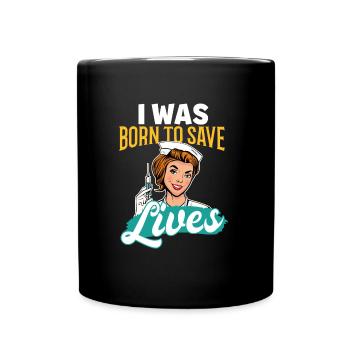 Krankenschwester - Tasse einfarbig - Schwarz - Vorne