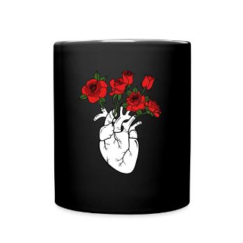 Roses Coeur Fleurs Medic Jardinier - Mug uni - noir - Devant