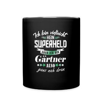 Superheld Gärtner - Tasse einfarbig - Schwarz - Vorne