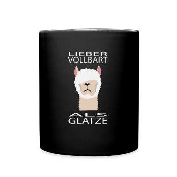 Alpaka - Lieber Vollbart als Glatze - Tasse einfarbig - Schwarz - Vorne