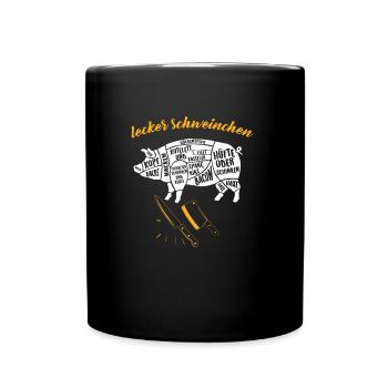 Schweinchen Metzger Schlachter Filet - Tasse einfarbig - Schwarz - Vorne