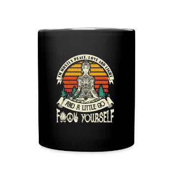 I am Mostly Peace Love And Light Vintage Woman - Tasse einfarbig - Schwarz - Vorne