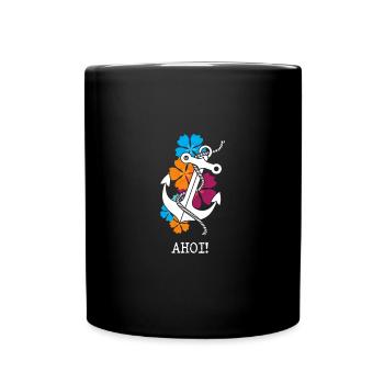 Anchor Flowers Ahoy Gift Idea Gift Mother's Day - Full Colour Mug - black - Front