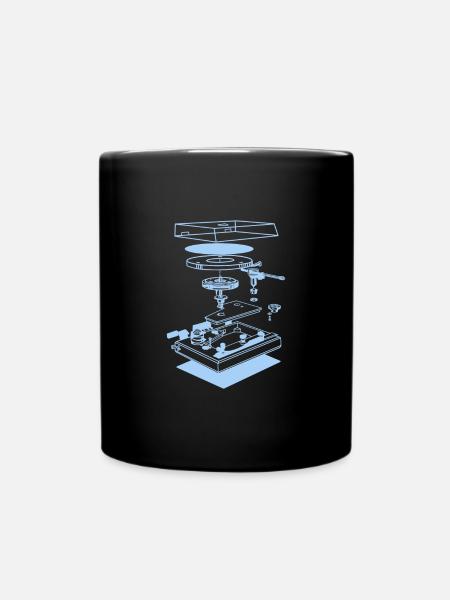 DJ Silhouette Mischpult Djane Disco Rave Geschenk - Tasse einfarbig - Schwarz