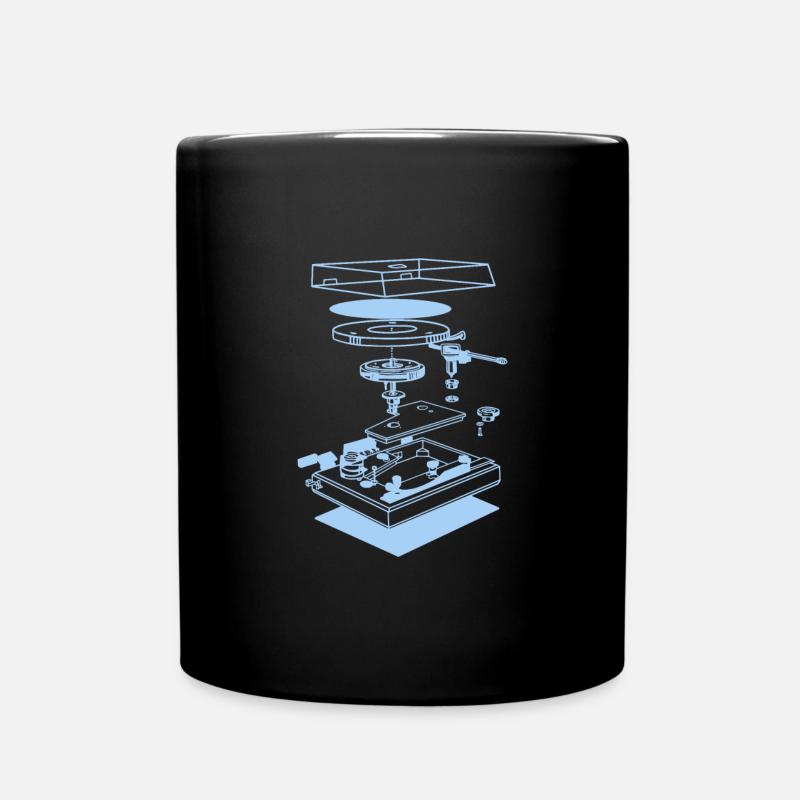 DJ Silhouette Mischpult Djane Disco Rave Geschenk - Tasse einfarbig - Schwarz