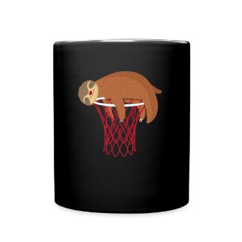 Basketball Faultier Basketballkorb - Tasse einfarbig - Schwarz - Vorne
